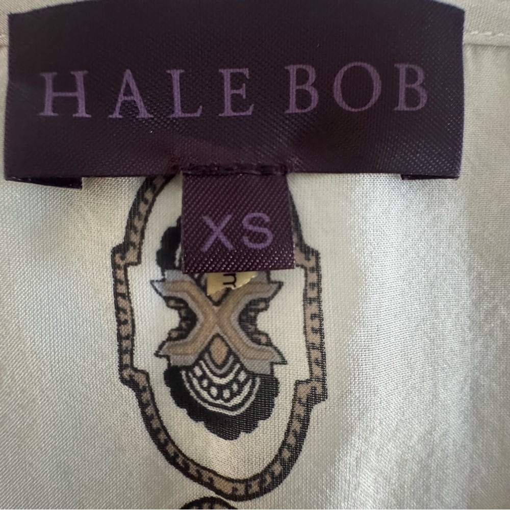 Hale Bob 100% Silk Printed Poncho Top V-Neck Ivory/Black Medallion Women’s XS - Picture 4 of 6